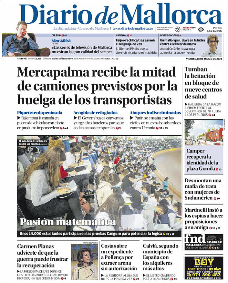 Portada de Diario de Mallorca (España)