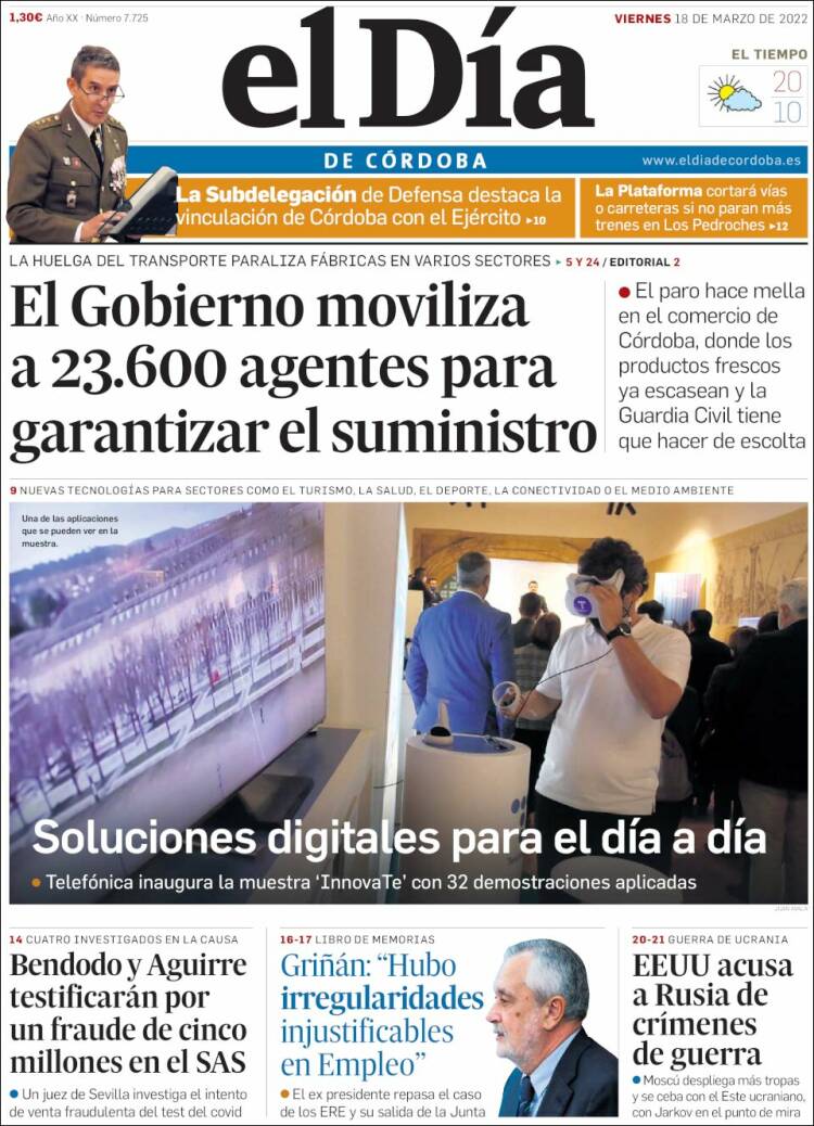 Portada de El Día de Córdoba (España)