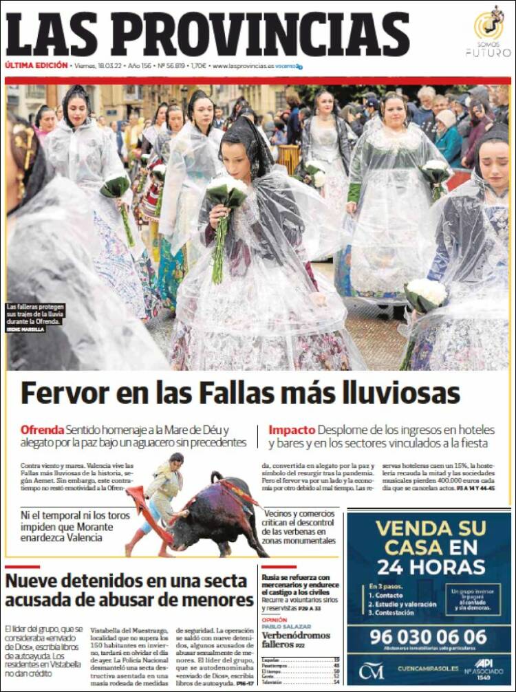 Portada de Las Provincias (España)