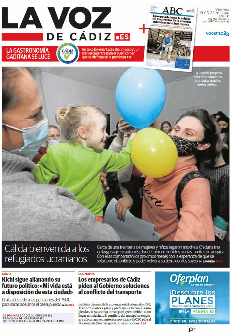 Portada de La Voz de Cádiz (España)