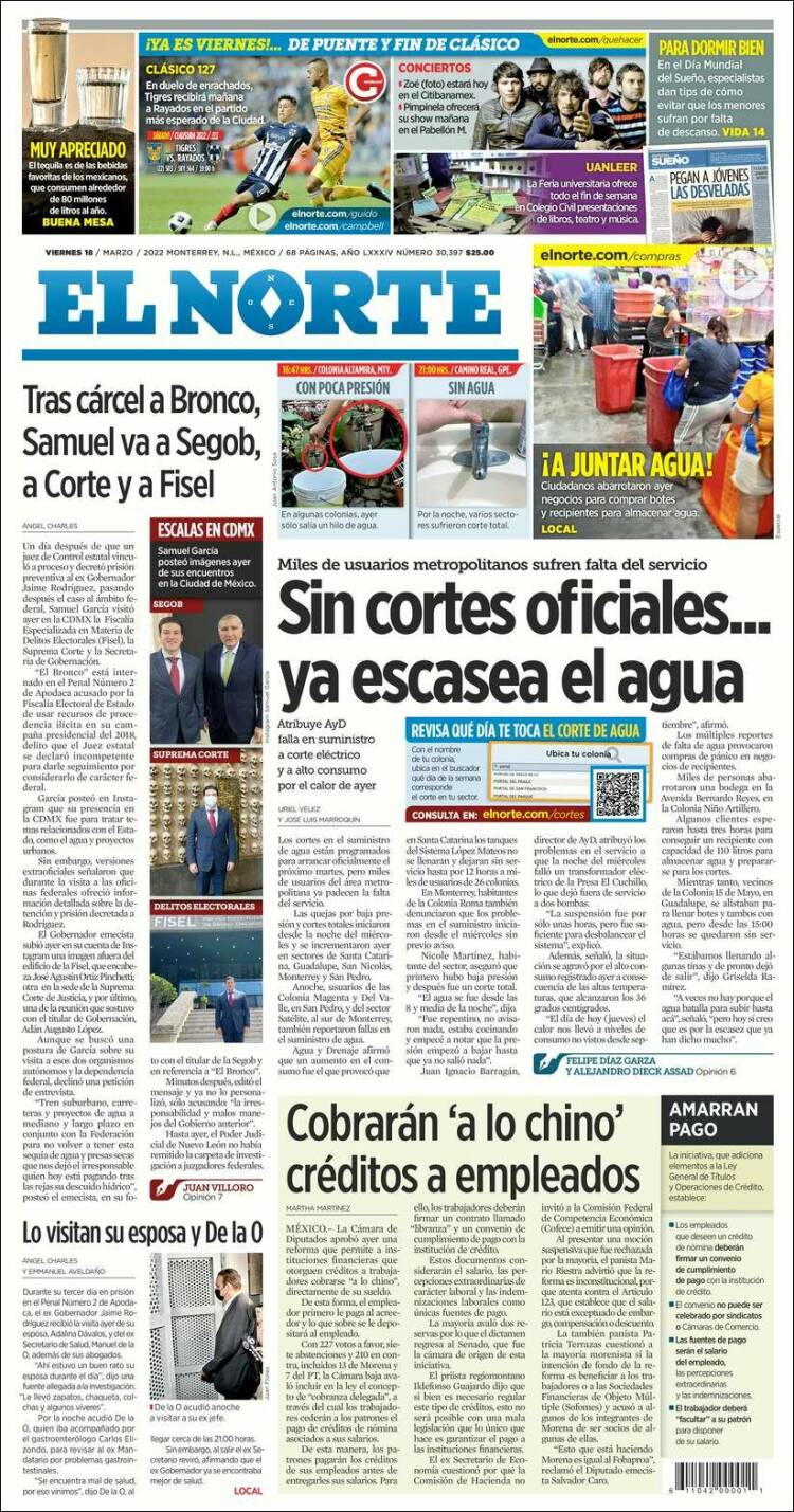 Portada de El Norte (Mexique)