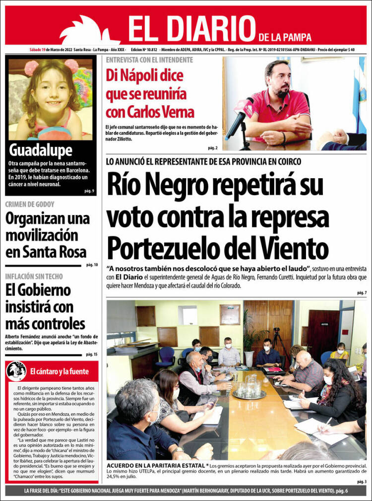Portada de Diario de La Pampa (Argentina)