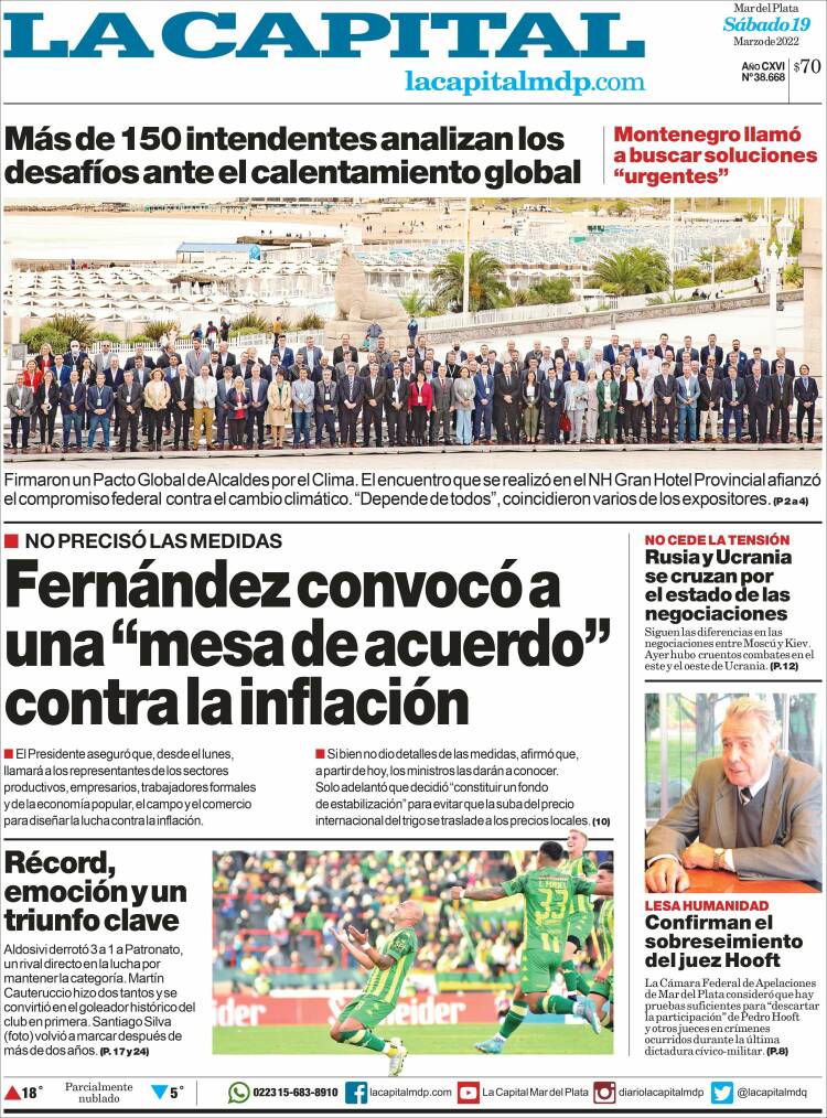 Portada de Diario La Capital - Mar del Plata (Argentina)