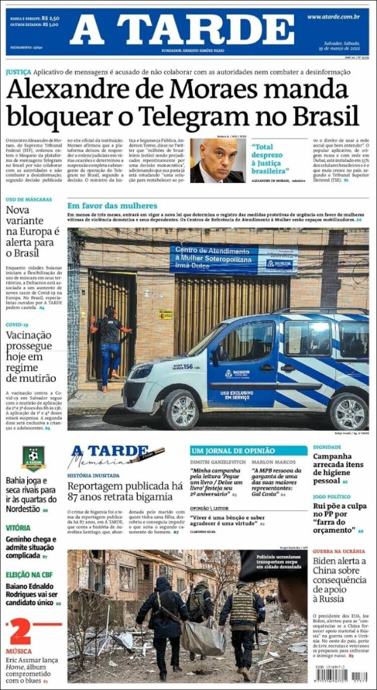 Portada de Diário A Tarde (Brasil)