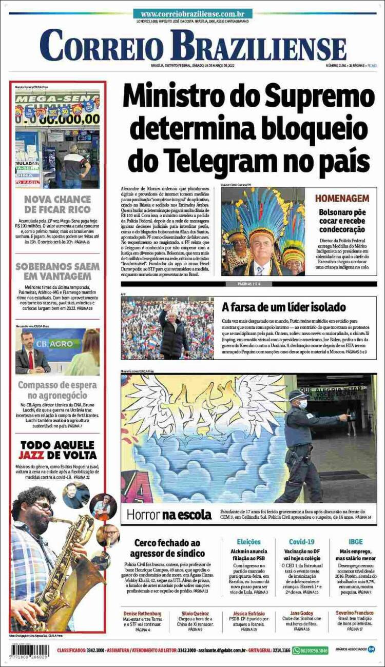 Portada de Correio Braziliense (Brasil)
