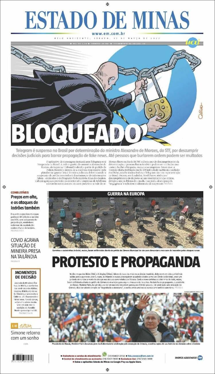 Portada de Jornal Estado de Minas (Brasil)