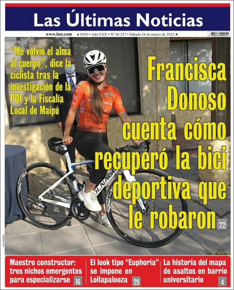 Portada de Las Últimas Noticias (Chile)
