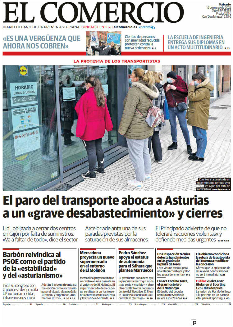 Portada de El Comercio - Gijón (Espa&ntilde;a)