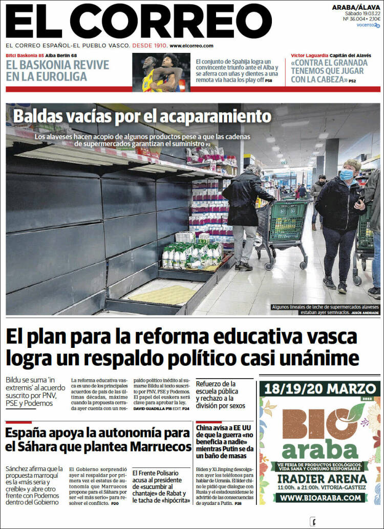 Portada de El Correo - Álava (España)