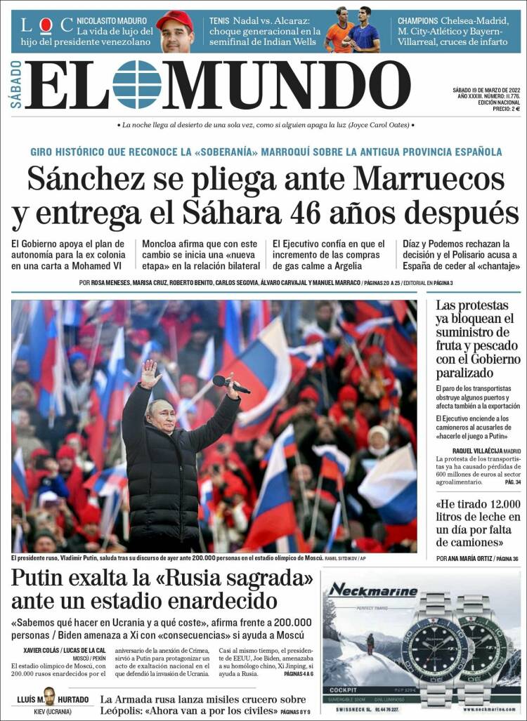 Portada de El Mundo (Espa&ntilde;a)