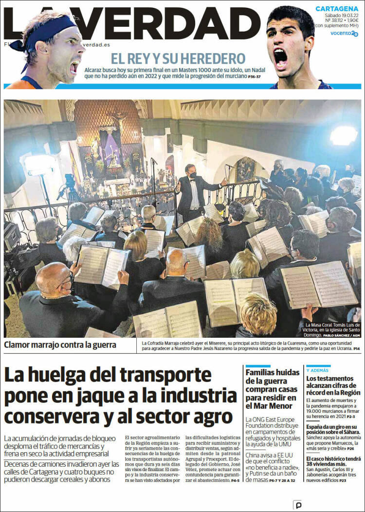 Portada de La Verdad de Cartagena (Espa&ntilde;a)