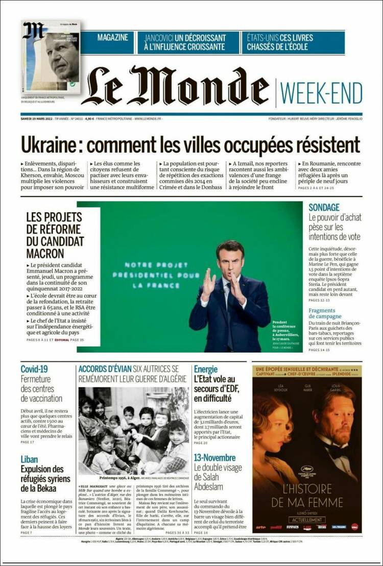 Portada de Le Monde (Francia)