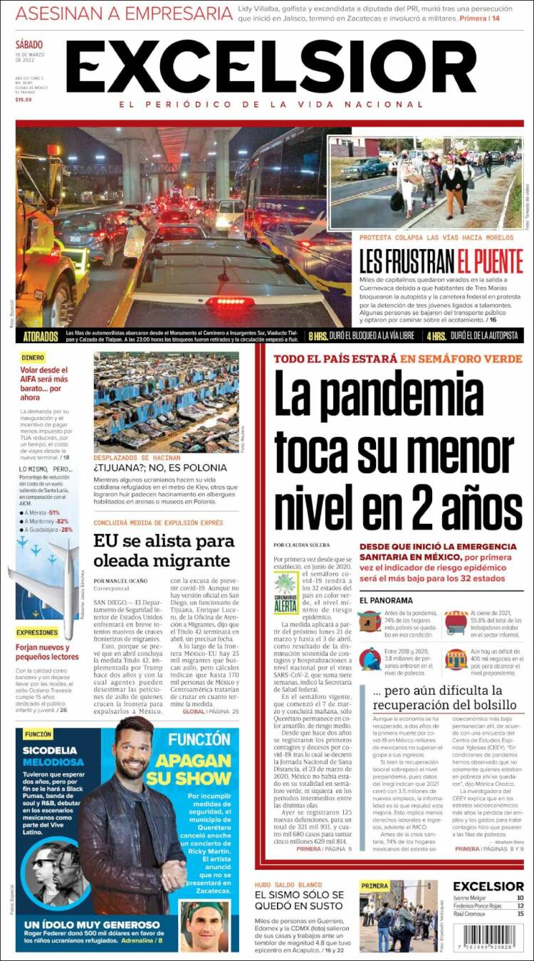 Portada de Excelsior (M&eacute;xico)