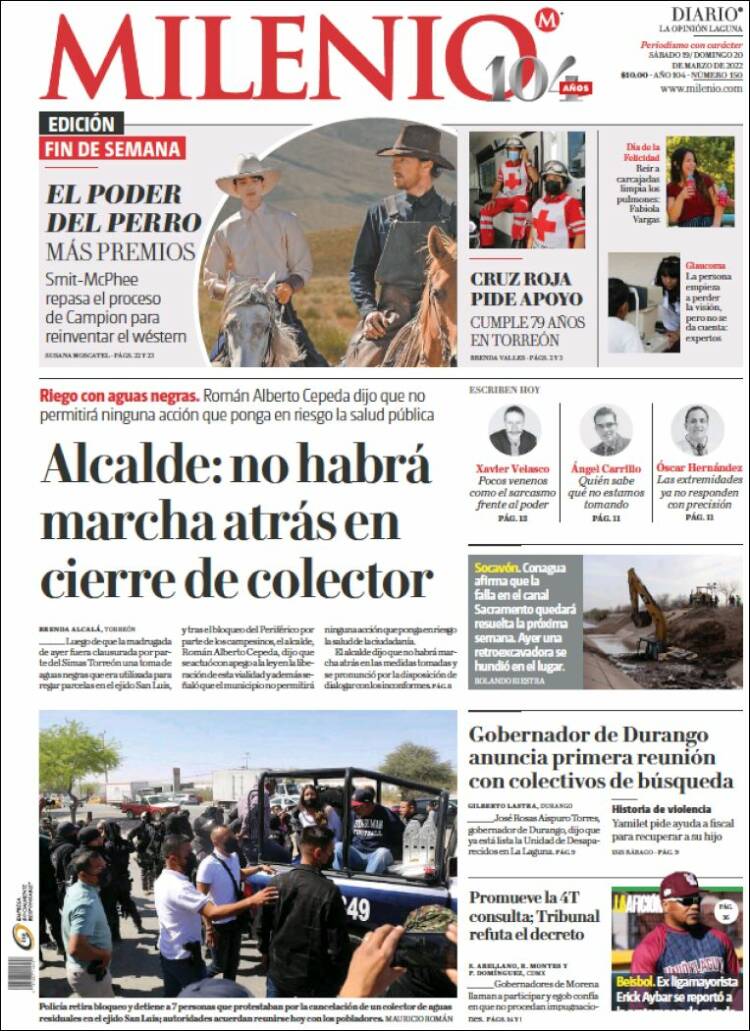 Portada de Milenio - Laguna (M&eacute;xico)