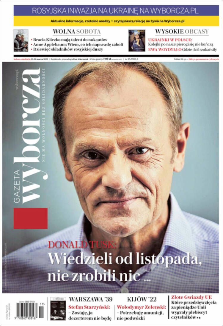 Portada de Gazeta Wyborcza (Polonia)