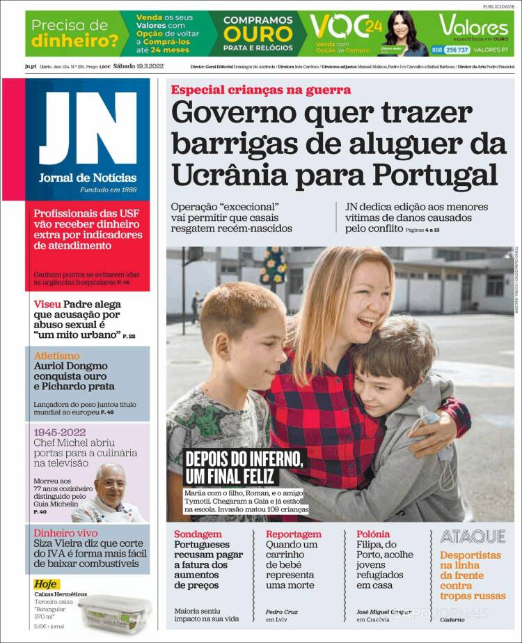 Portada de Jornal de Notícias (Portugal)