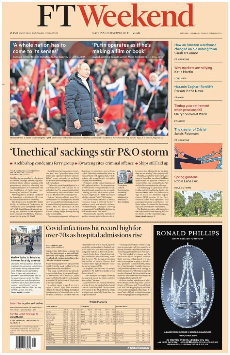 Portada de Financial Times (Reino Unido)