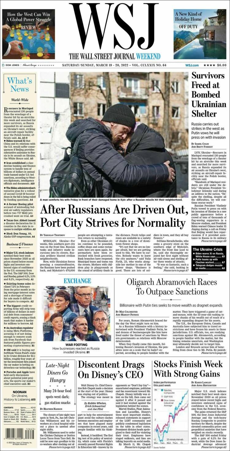 Portada de Wall Street Journal (USA)