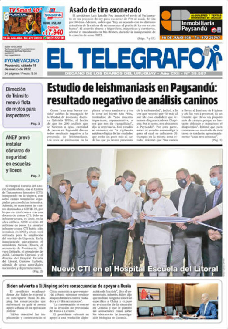 Portada de El Telégrafo (Uruguay)