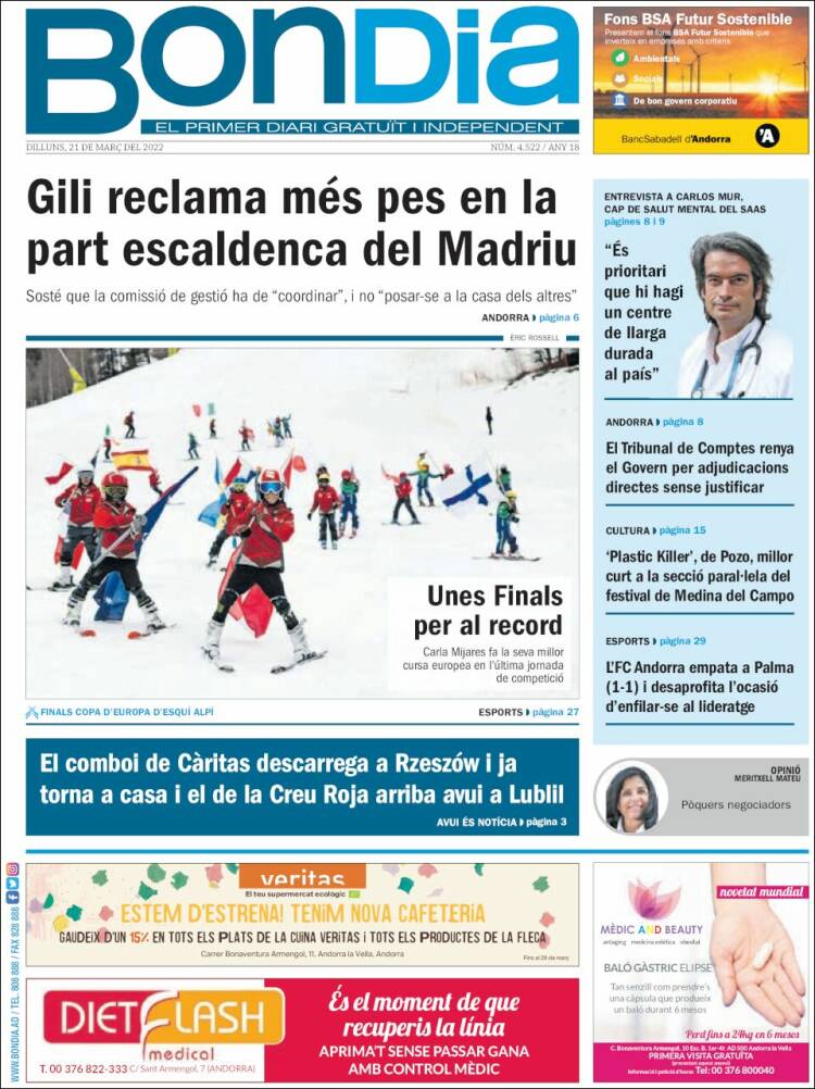 Portada de Diari Bondia (Andorra)