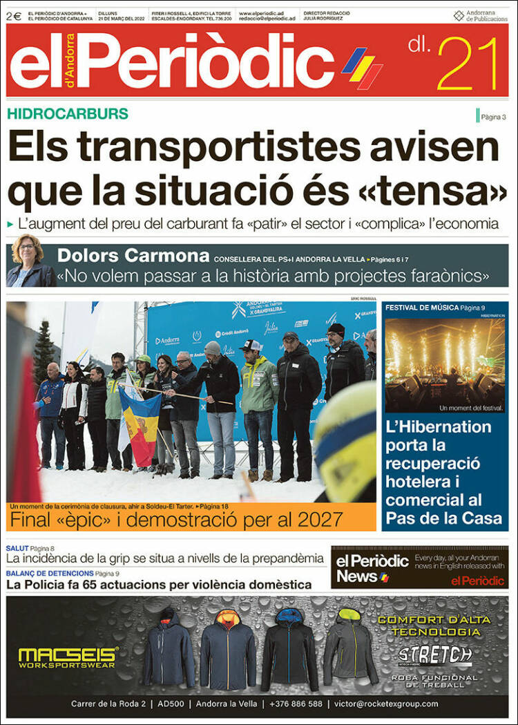 Portada de El Periòdic d'Andorra (Andorra)