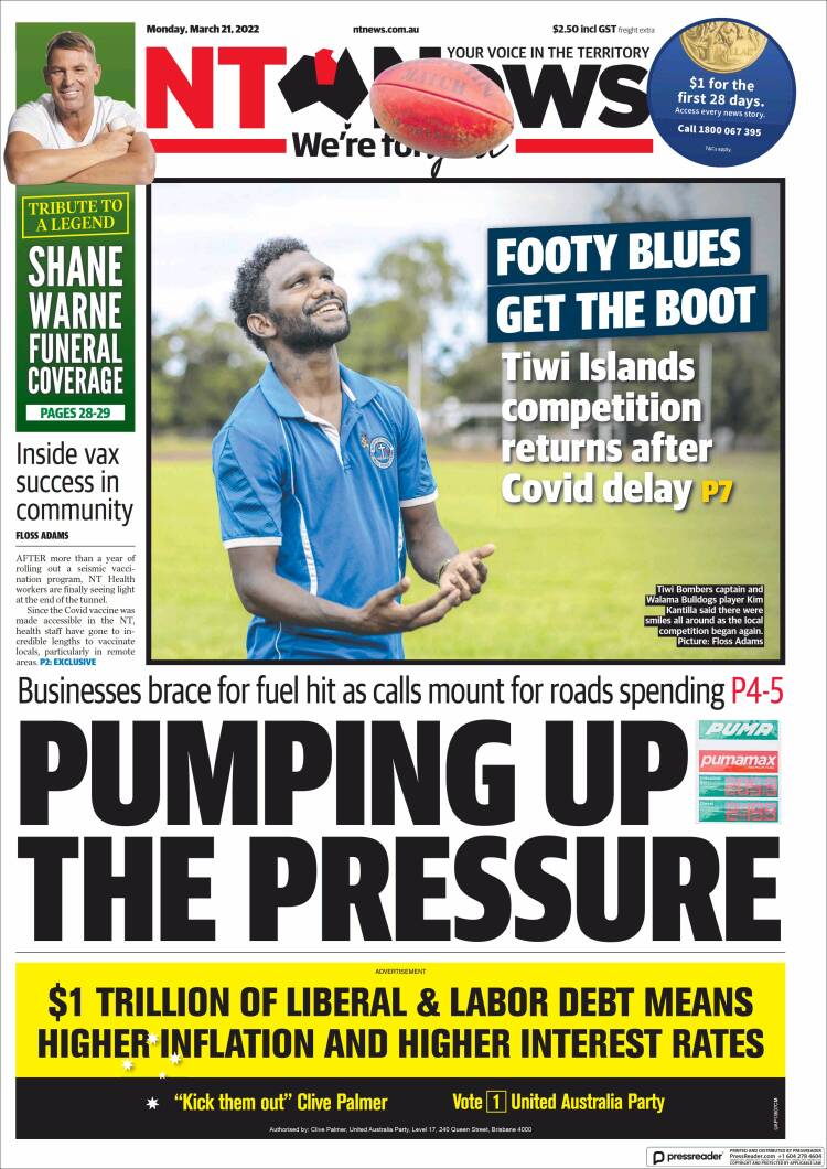 Portada de Northern Territory News (Australia)