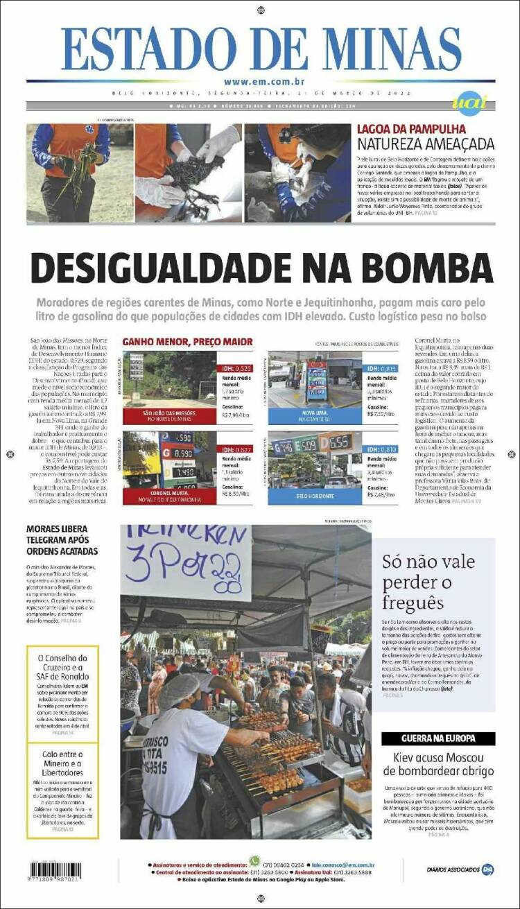 Portada de Jornal Estado de Minas (Brasil)