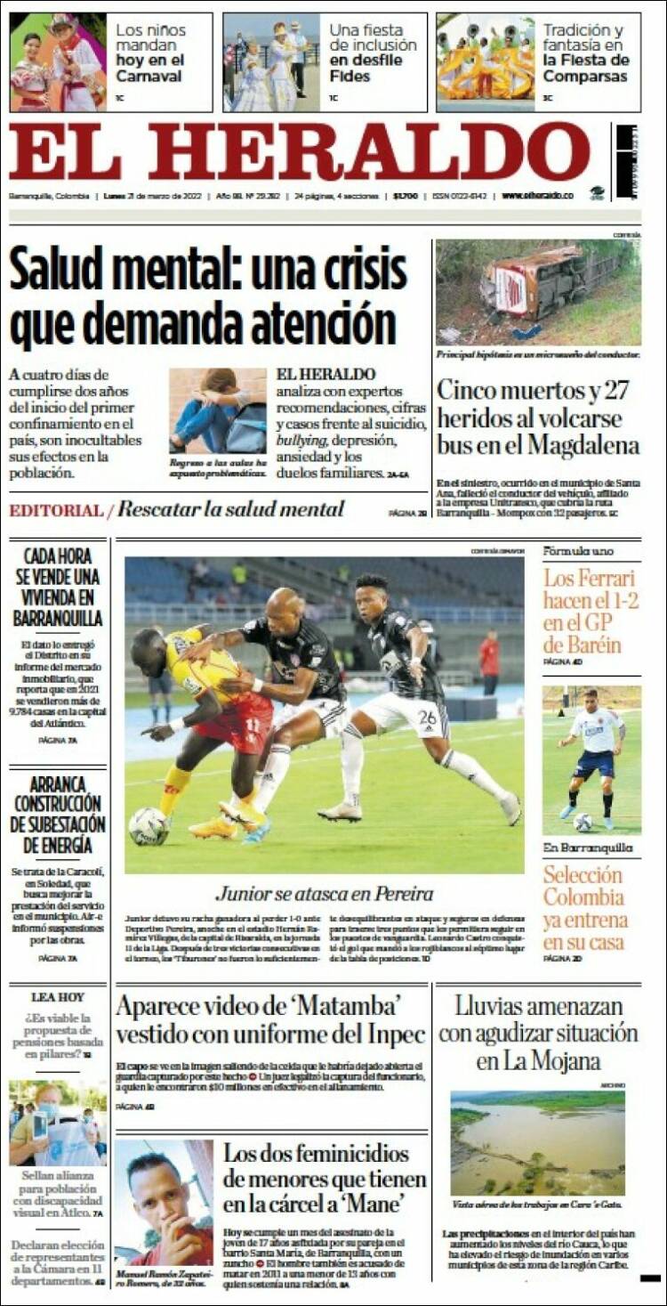 Portada de El Heraldo (Colombia)