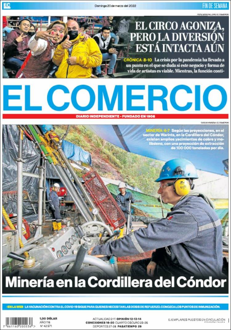 Portada de El Comercio (Ecuador)