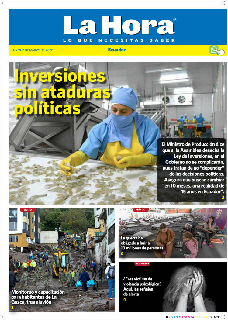 Portada de La Hora - Ecuador (Ecuador)