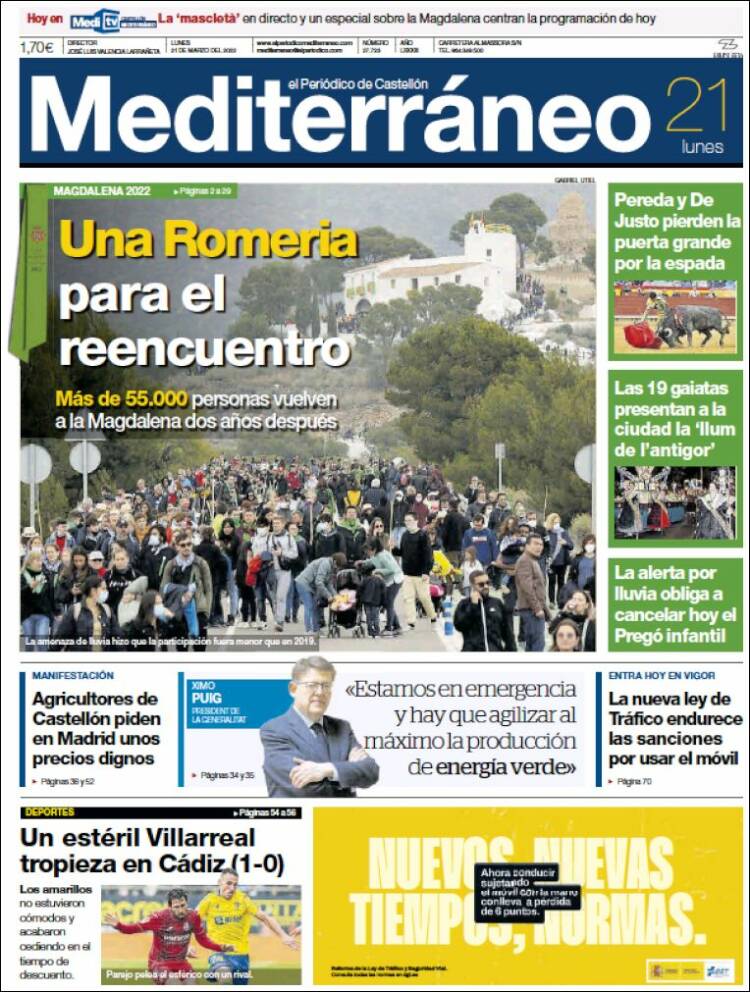 Portada de El Periódico Mediterraneo (Espa&ntilde;a)