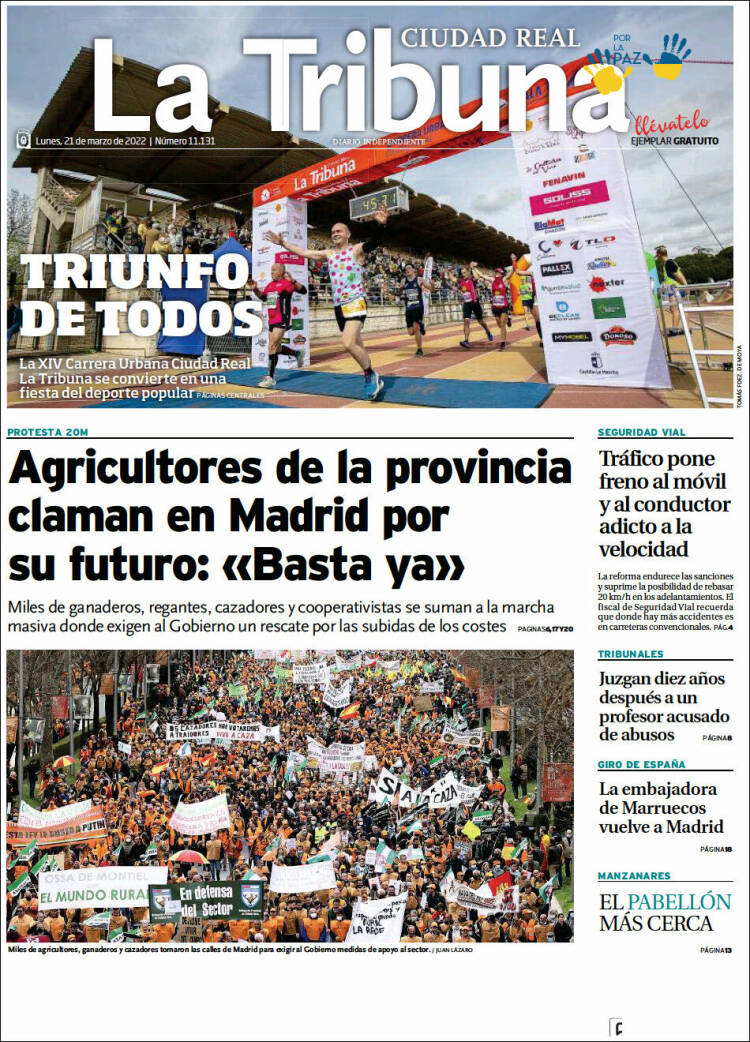 Portada de La Tribuna de Ciudad Real (Espa&ntilde;a)