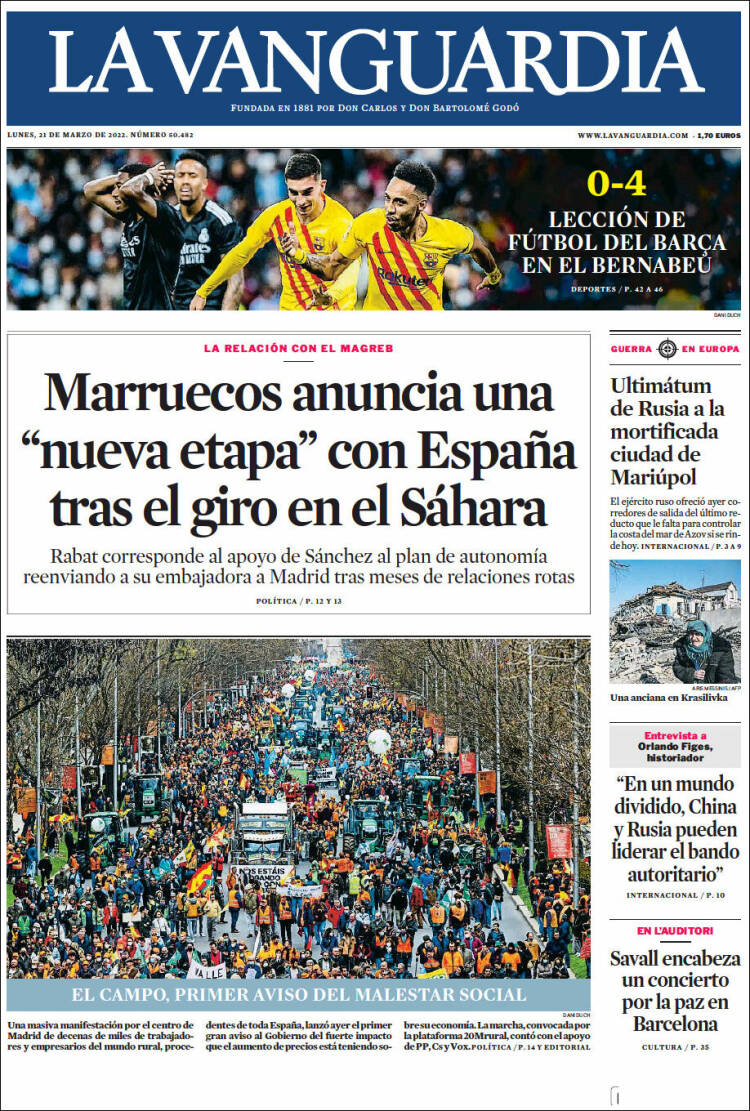 Portada de La Vanguardia (Espa&ntilde;a)