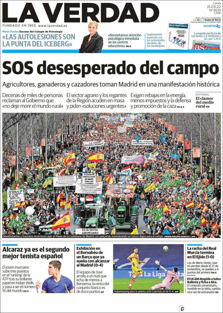 Portada de La Verdad de Murcia (Espa&ntilde;a)