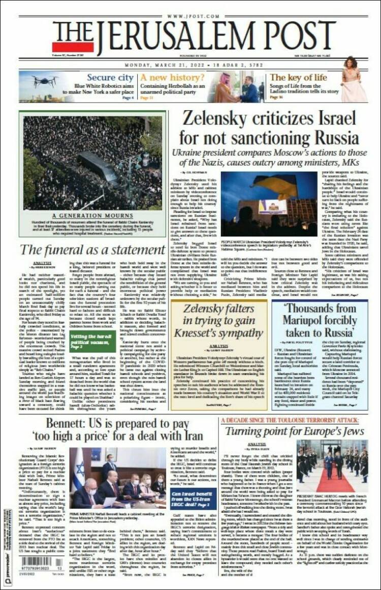 Portada de The Jerusalem Post (Israel)