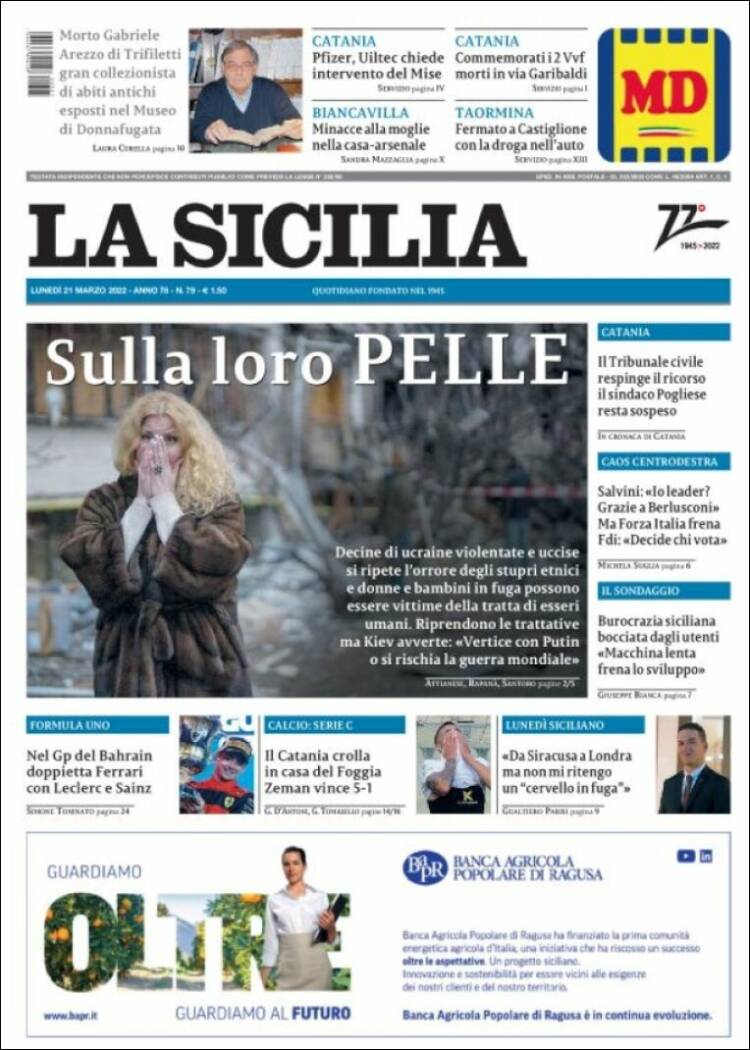 Portada de La Sicilia (Italia)