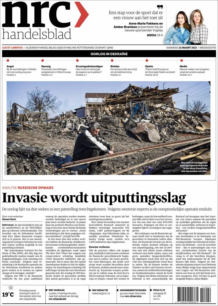 Portada de NRC Handelsblad (Pa&iacute;ses Bajos)