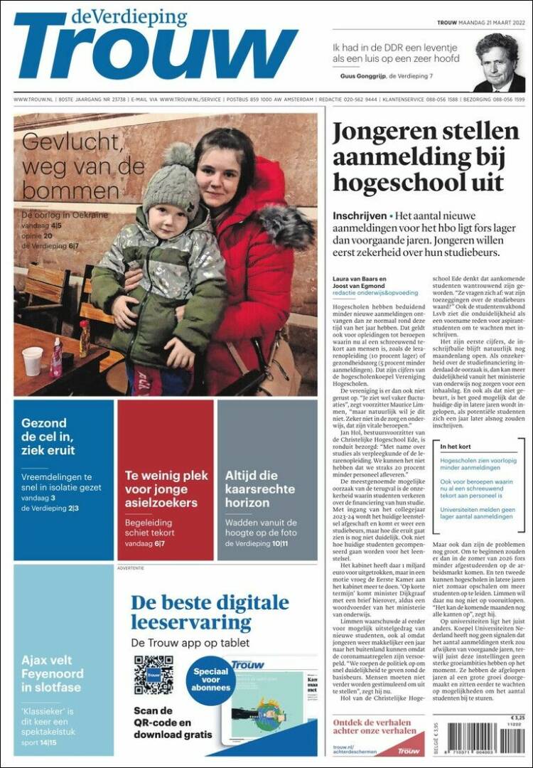 Portada de Trouw (Pa&iacute;ses Bajos)