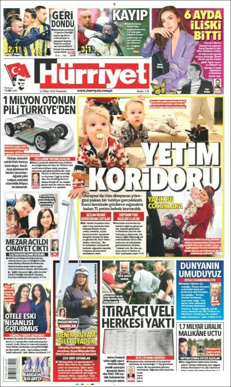 Portada de Hürriyet (Turqu&iacute;a)