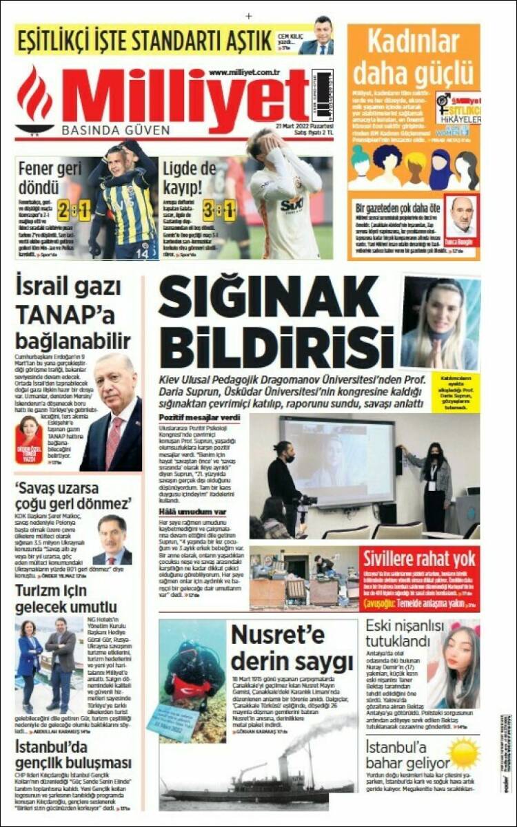Portada de Milliyet (Turqu&iacute;a)