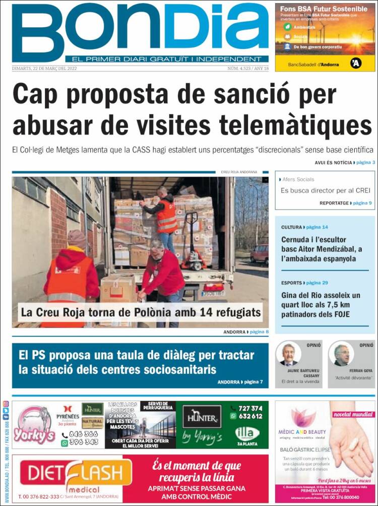 Portada de Diari Bondia (Andorra)