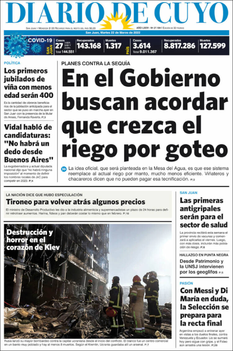 Portada de Diario de Cuyo (Argentina)