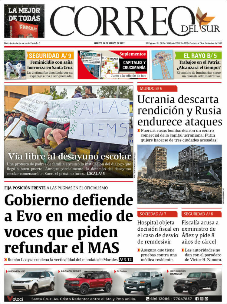 Portada de Correo Sur (Bolivia)