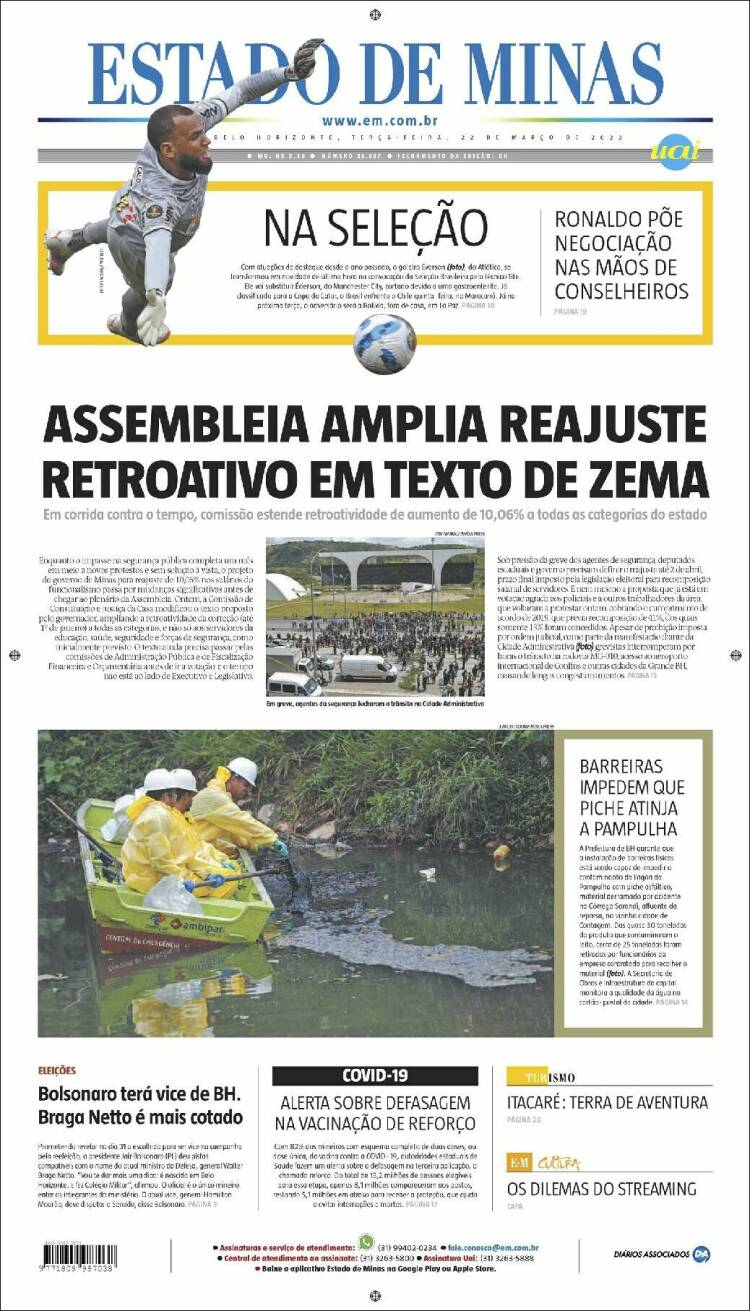 Portada de Jornal Estado de Minas (Brasil)