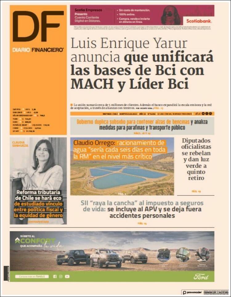 Portada de Diario Financiero (Chile)