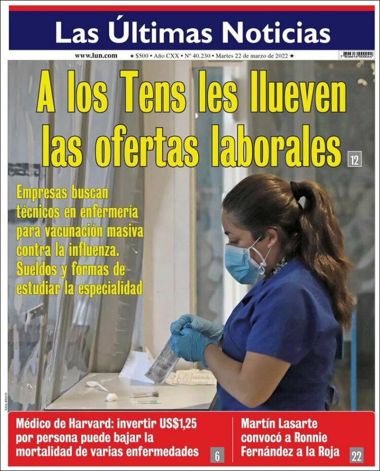 Portada de Las Últimas Noticias (Chile)