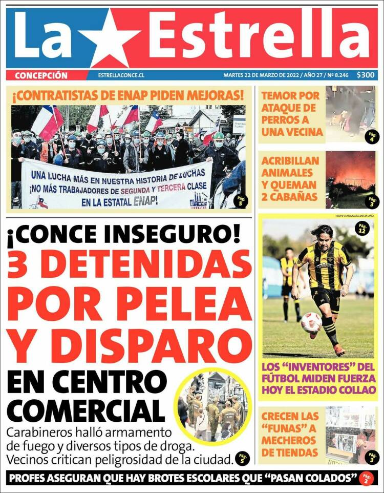 Portada de La Estrella de Concepción (Chile)