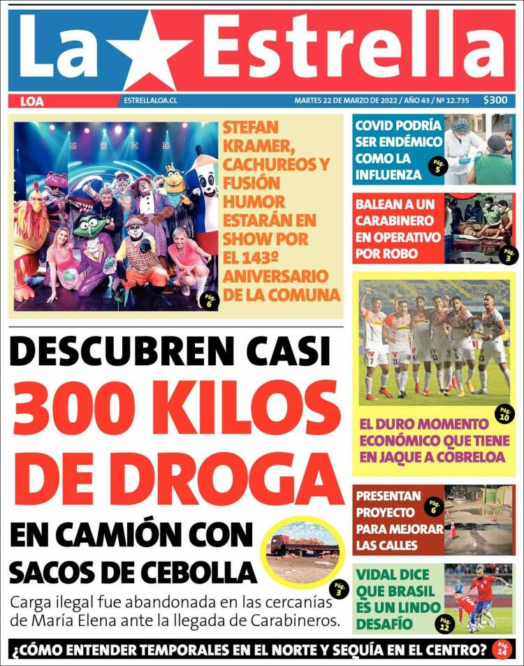 Portada de La Estrella de Loa (Chile)