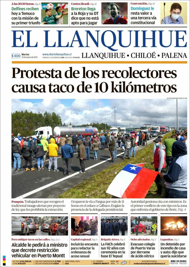 Portada de El Llanquihue (Chile)