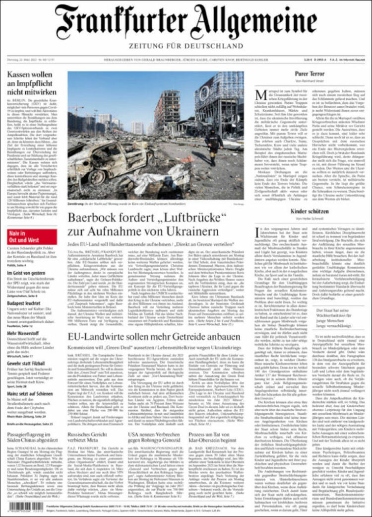 Portada de Frankfurter Allgemeine (Alemania)